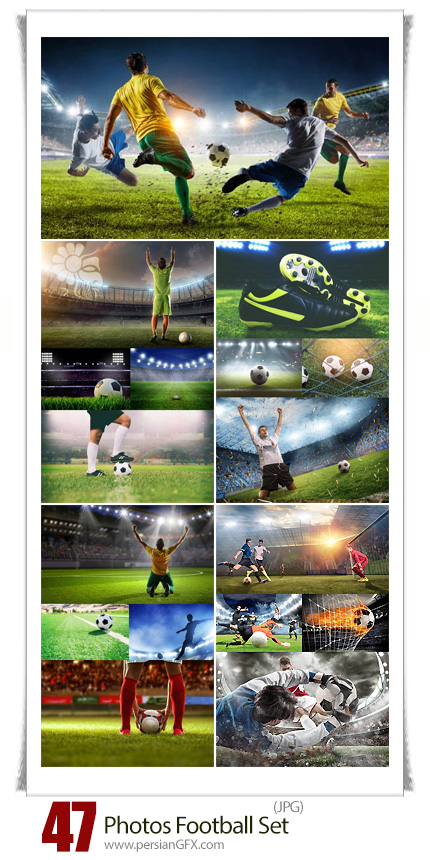 دانلود تصاویر با کیفیت فوتبال، جام جهانی، فوتبالیست، زمین فوتبال، توپ و تور - Photos Football Set