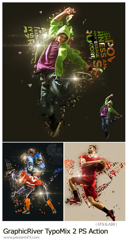دانلود اکشن فتوشاپ ترکیب تایپوگرافی با عکس از گرافیک ریور - GraphicRiver TypoMix 2 Photoshop Action