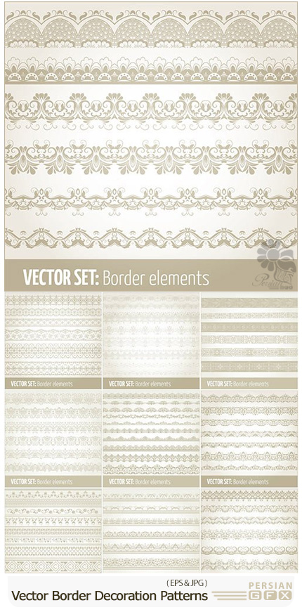 دانلود مجموعه تصاویر وکتور حاشیه های متنوع با پترن تزئینی - Vector Set Border Decoration Elements Patterns