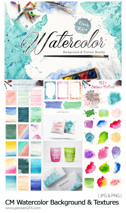 دانلود مجموعه تکسچر و بک گراند های آبرنگی متنوع - CM Watercolor Background And Textures