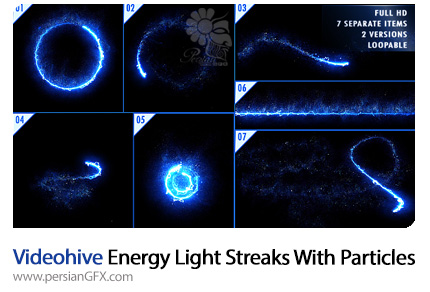 دانلود پروژه آماده موشن گرافیک خطوط نورانی با ذرات درخشان از ویدئوهایو - Videohive Energy Light Streaks With Particles