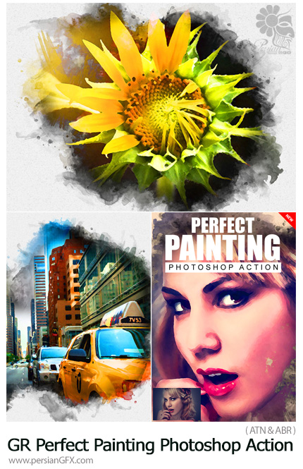 دانلود اکشن فتوشاپ تبدیل تصاویر به نقاشی آبرنگی از گرافیک ریور - GraphicRiver Perfect Painting Photoshop Action