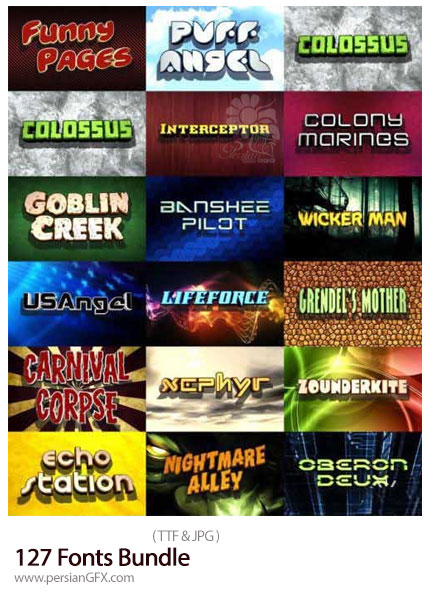 دانلود 127 فونت انگلیسی با طرح های متنوع - 127 Fonts Bundle