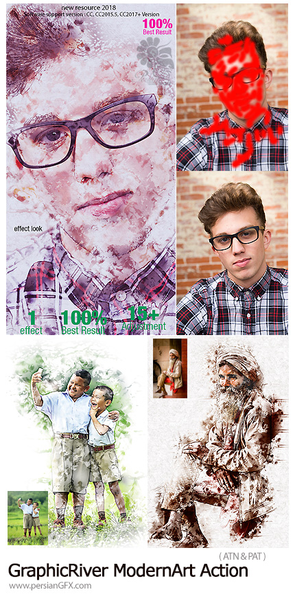 دانلود اکشن فتوشاپ ایجاد افکت هنری مدرن بر روی تصاویر از گرافیک ریور - GraphicRiver ModernArt Action
