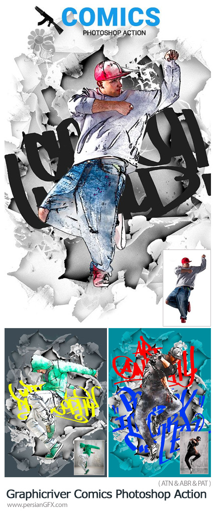 دانلود اکشن فتوشاپ ساخت تصاویر کمیک با افکت بیرون زدگی از گرافیک ریور - Graphicriver Comics Photoshop Action
