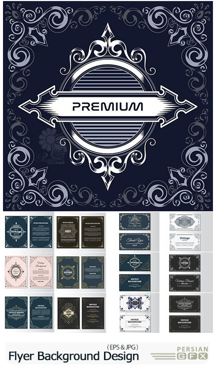 دانلود تصاویر وکتور بک گراند تزئینی برای فلایر و کارت ویزیت - Vintage Vector Flyer Background Design Template
