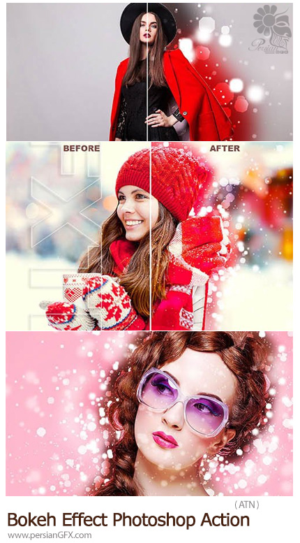 دانلود اکشن فتوشاپ ایجاد افکت بوکه های نورانی درخشان بر روی تصاویر - Bokeh Effect Photoshop Action