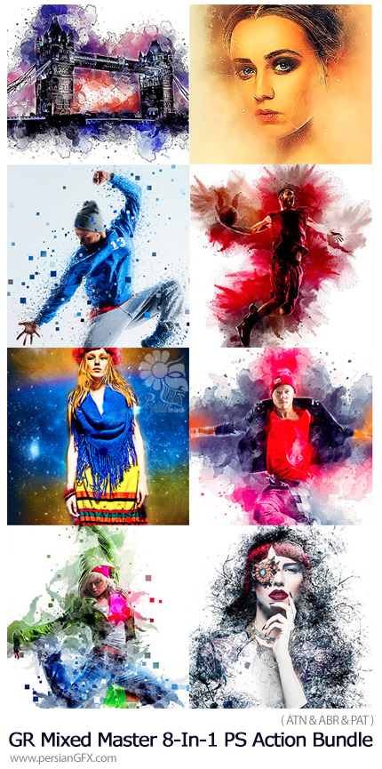 دانلود مجموعه اکشن فتوشاپ با 8 افکت متنوع از گرافیک ریور - GraphicRiver Mixed Master 8-In-1 Photoshop Action Bundle