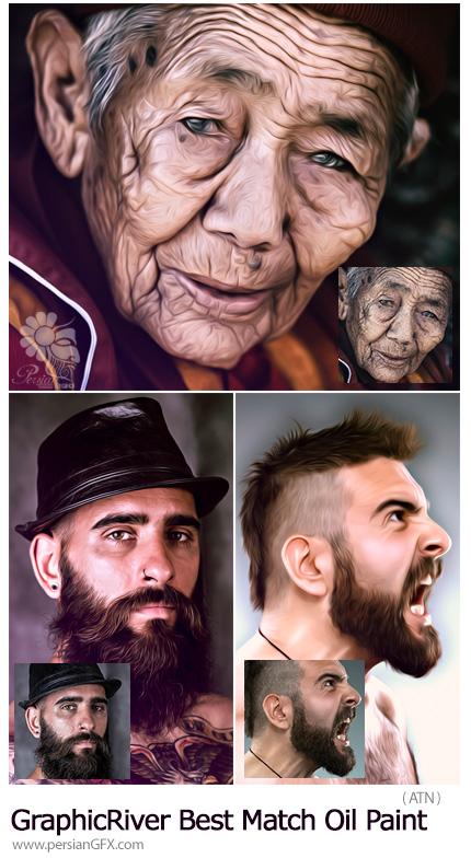 دانلود اکشن فتوشاپ تبدیل تصاویر به نقاشی رنگ روغن از گرافیک ریور - GraphicRiver Best Match Oil Paint
