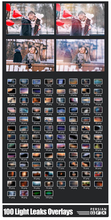 دانلود 100 تصویر کلیپ آرت افکت انتشار نور - 100 Light Leaks Photo Overlays
