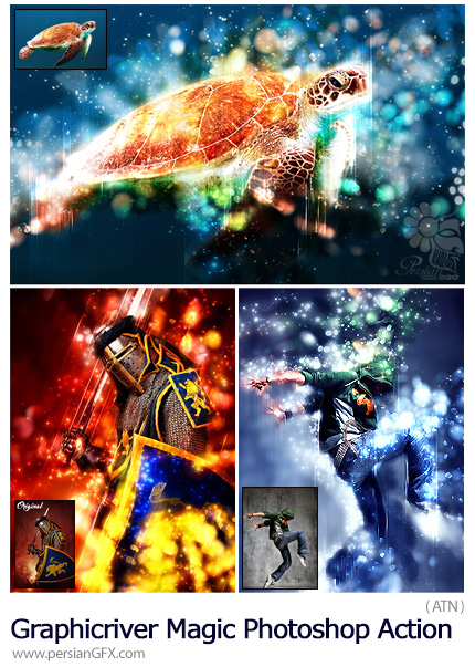 دانلود اکشن فتوشاپ ایجاد افکت جادویی بر روی تصاویر از گرافیک ریور - Graphicriver Magic Photoshop Action