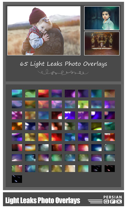 دانلود 65 کلیپ آرت افکت های انتشار نور - 65 Light Leaks Photo Overlays