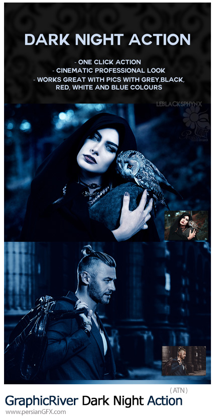 دانلود اکشن فتوشاپ ایجاد افکت تاریکی شب بر روی تصاویر از گرافیک ریور - GraphicRiver Dark Night Action