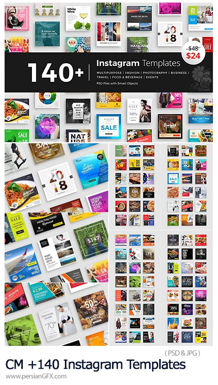 دانلود بیش از 140 استوری اینستاگرام با موضوعات مختلف به همراه آموزش ویدئویی - CM 140 Instagram Templates