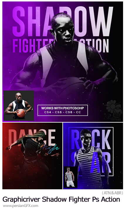 دانلود اکشن فتوشاپ ایجاد افکت سایه جنگنده بر روی تصاویر از گرافیک ریور - Graphicriver Shadow Fighter Photoshop Action