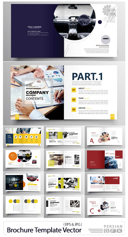 دانلود وکتور لی اوت بروشورهای تجاری - Brochure Template Vector Layout Design 07