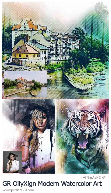 دانلود اکشن فتوشاپ تبدیل تصاویر به نقاشی هنری آبرنگی از گرافیک ریور - GraphicRiver OilyXign Modern Watercolor Art