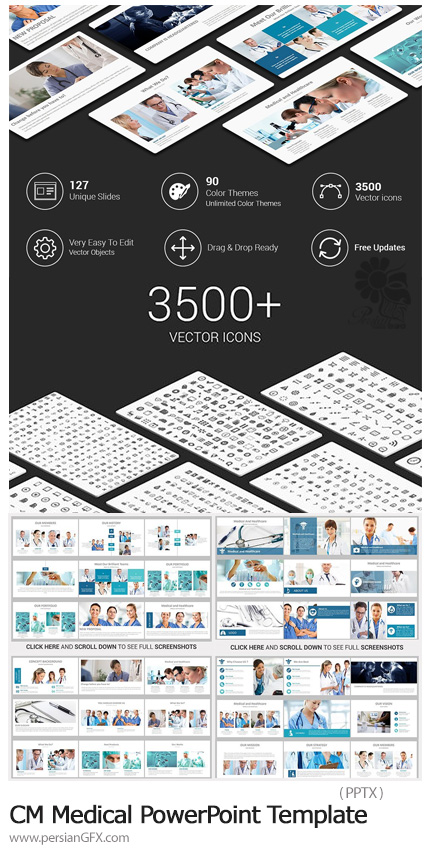 دانلود قالب آماده پاورپوینت پزشکی - CreativeMarket Medical PowerPoint Template
