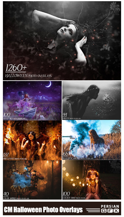 دانلود بیش از 1260 کلیپ آرت وحشتناک کردن تصاویر با افکت های هالووین - CreativeMarket 1260+ Halloween Photo Overlays