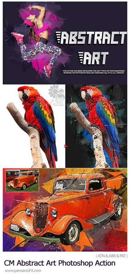 دانلود اکشن فتوشاپ ایجاد افکت هنری انتزاعی بر روی تصاویر - CreativeMarket Abstract Art Photoshop Action