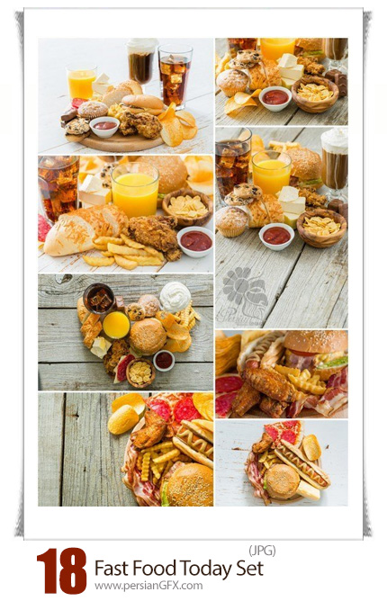 دانلود مجموعه تصاویر با کیفیت فست فود، همبرگر، ساندویچ و سیب زمینی سرخ شده - Fast Food Stock Photo Set