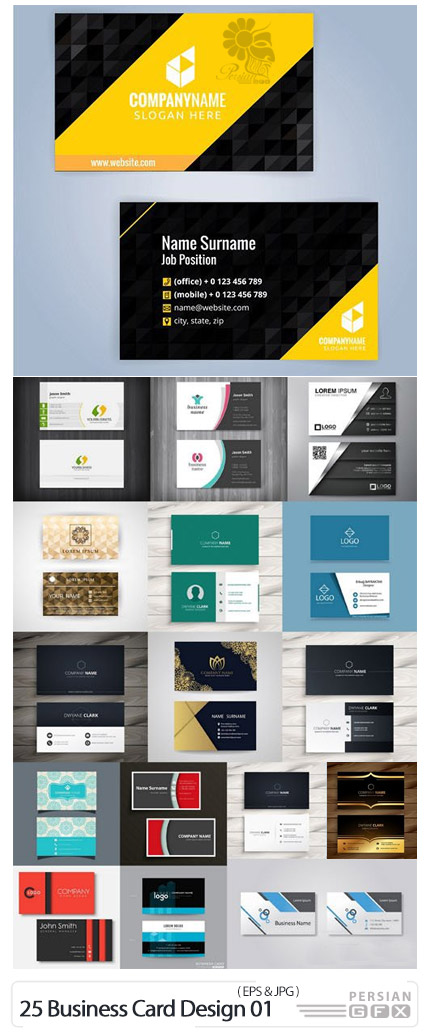 دانلود 25 وکتور کارت ویزیت با طرح های متنوع - 25 Business Card Design Vector 01
