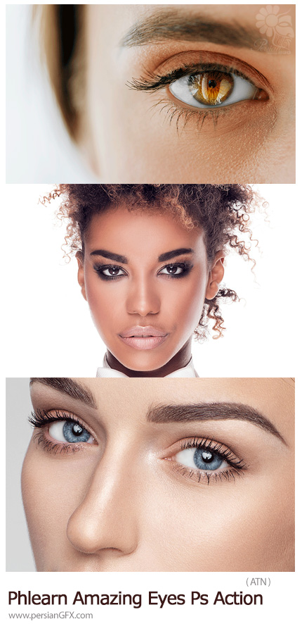 دانلود اکشن فتوشاپ تغییر رنگ چشم - Phlearn Amazing Eyes Photoshop Action