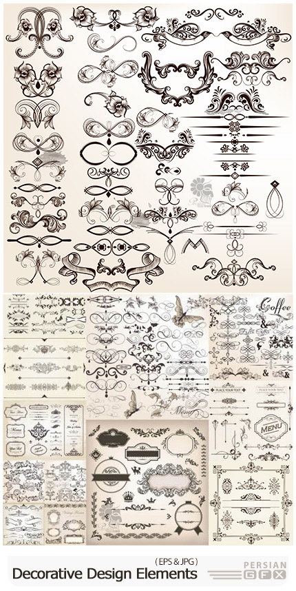 دانلود وکتور عناصر تزئینی متنوع - Decorative Design Elements