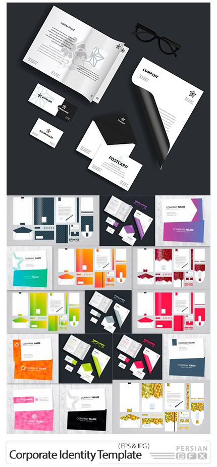 دانلود مجموعه وکتور ست اداری شامل کارت ویزیت، سربرگ، بروشور و ... - Corporate Identity Template