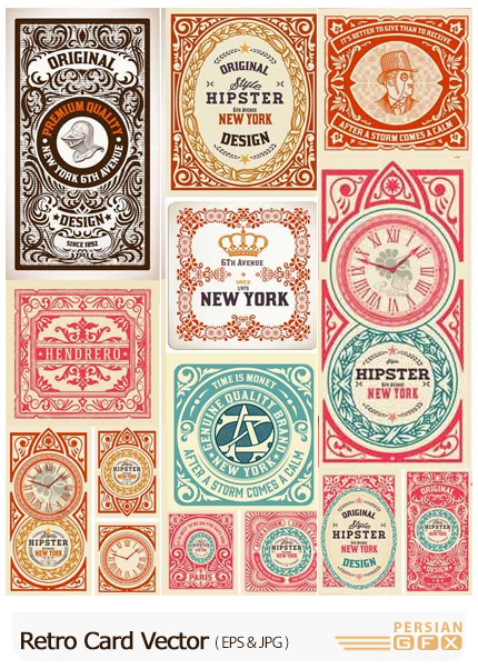 دانلود وکتور کارت های رترو - Retro Card Vector