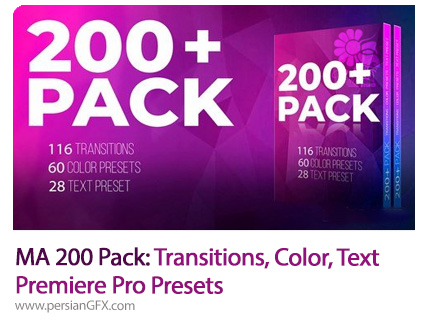 دانلود بیش از 200 ترانزیشن و پریست رنگ و پریست متن برای پریمیر از موشن اری - Motion Array 200 Pack: Transitions, Color, Text Premiere Pro Presets