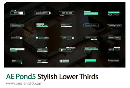 دانلود عناوین زیرنویس متحرک برای افترافکت به همراه آموزش ویدئویی - Pond5 Stylish Lower Thirds