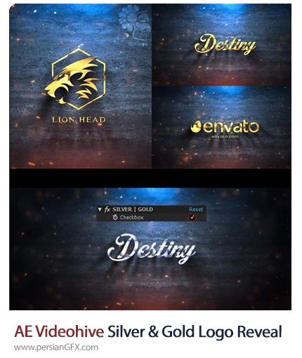 دانلود قالب نمایش لوگو با افکت سیلور و طلایی در افترافکت از ویدئوهایو - Videohive Silver And Gold Logo Reveal