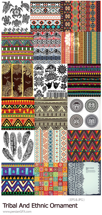 دانلود پترن وکتور با طرح های سنتی و تزئینی - Tribal And Ethnic Ornament