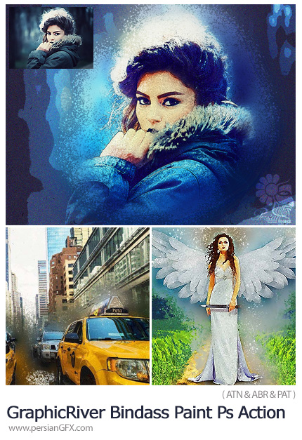 دانلود اکشن فتوشاپ تبدیل تصاویر به نقاشی هنری از گرافیک ریور - GraphicRiver Bindass Paint Photoshop Action
