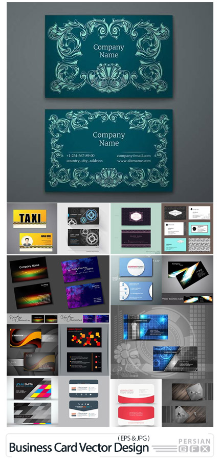 دانلود مجموعه وکتور کارت ویزیت با طرح های متنوع - Business Card Vector Design