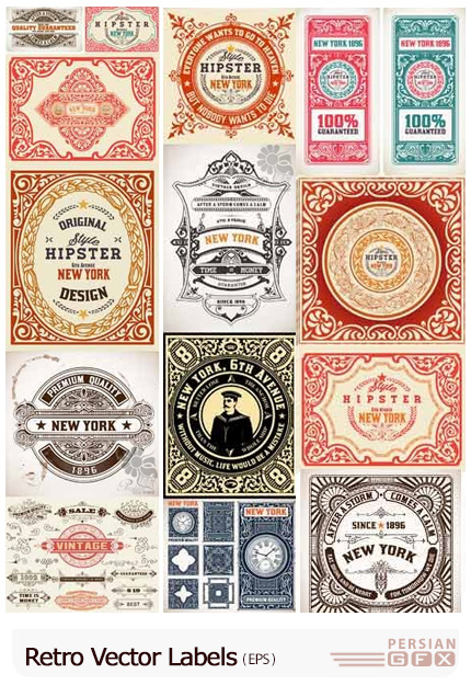دانلود وکتور لیبل و برچسب های قدیمی متنوع - Retro Vector Labels