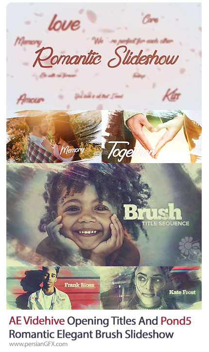 دانلود 2 قالب افترافکت اوپنر تایتل و اسلایدشو رمانتیک با افکت براش نقاشی - Videohive Opening Titles And Pond5 Romantic Elegant Brush Slideshow