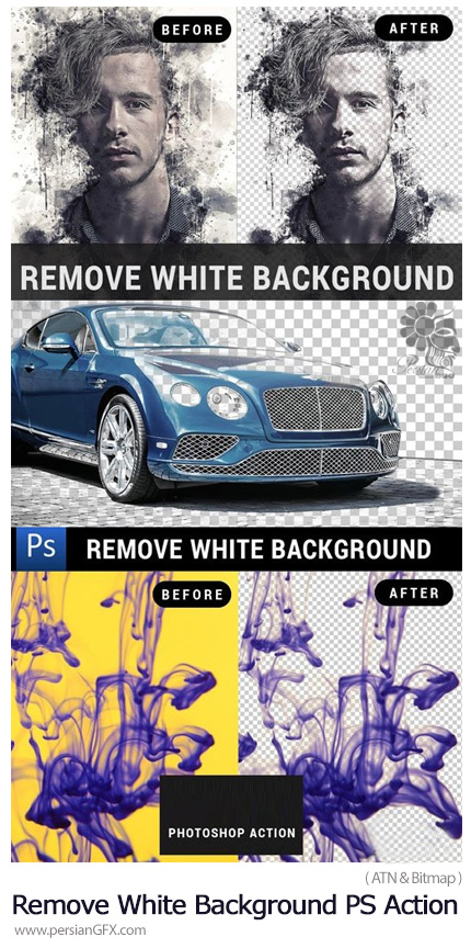 دانلود اکشن فتوشاپ حذف بک گراند سفید تصاویر - Remove White Background Photoshop Action