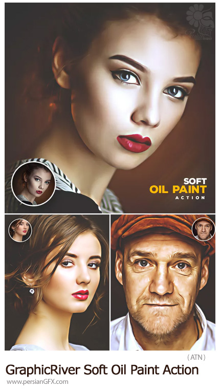 دانلود اکشن فتوشاپ تبدیل تصاویر به نقاشی رنگ روغن از گرافیک ریور - GraphicRiver Painto Photoshop Action