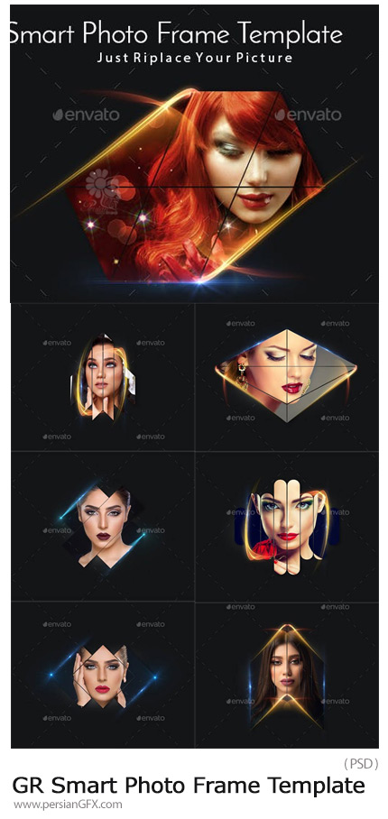 دانلود قالب لایه باز فریم های هوشنمد تصاویر از گرافیک ریور - GraphicRiver Smart Photo Frame Template