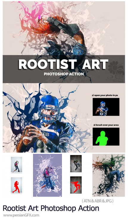 دانلود اکشن فتوشاپ ساخت تصاویر هنری با افکت انتزاعی - Rootist Art Photoshop Action