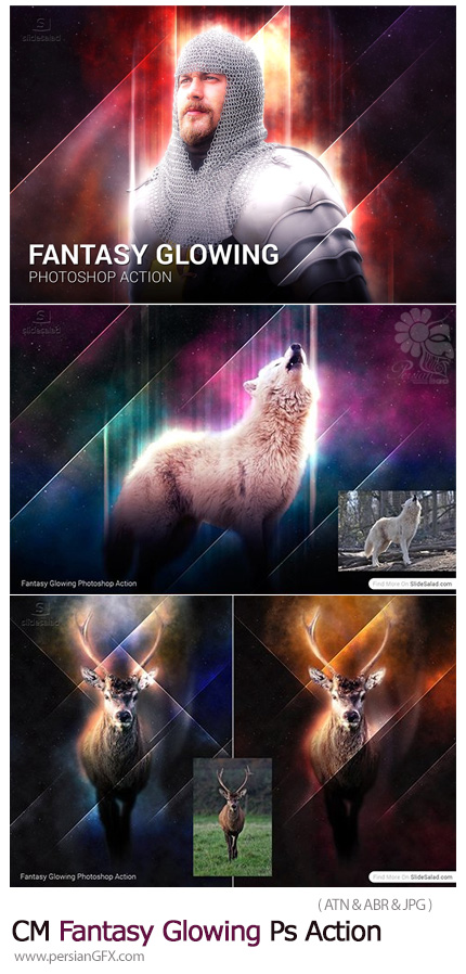 دانلود اکشن فتوشاپ ایجاد افکت خطوط فانتزی درخشان بر روی تصاویر - CreativeMarket Fantasy Glowing Photoshop Action