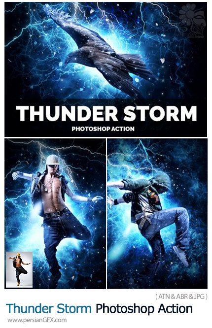دانلود اکشن فتوشاپ ایجاد افکت طوفان رعد و برق بر روی تصاویر - Thunder Storm Photoshop Action