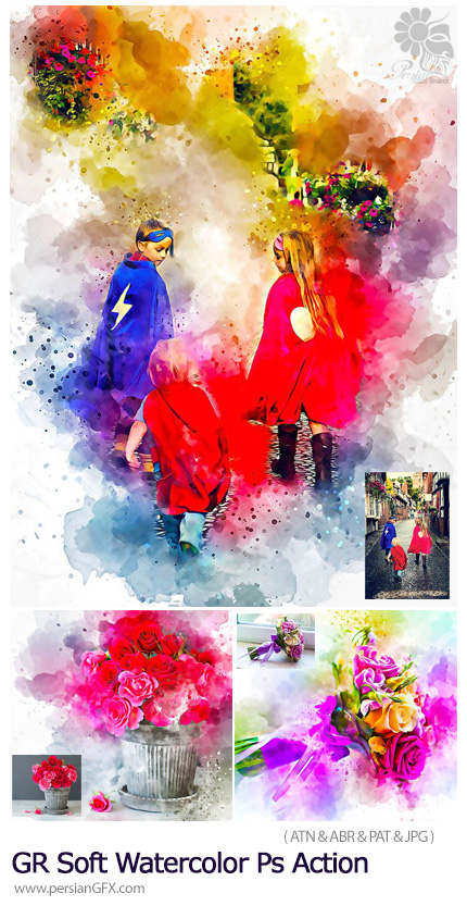 دانلود اکشن فتوشاپ تبدیل تصاویر به نقاشی آبرنگی از گرافیک ریور - GraphicRiver Soft Watercolor Photoshop Action