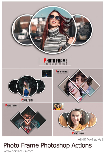 دانلود اکشن فتوشاپ ساخت فریم هندسی برای تصاویر به همراه آموزش ویدئویی - Photo Frame Photoshop Actions
