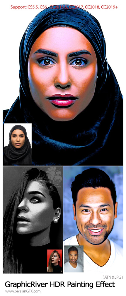 دانلود اکشن فتوشاپ تبدیل تصاویر به نقاشی HDR از گرافیک ریور - GraphicRiver HDR Painting Effect