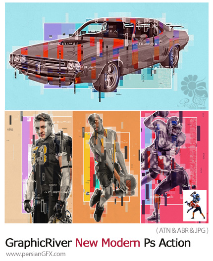 دانلود اکشن فتوشاپ تبدیل تصاویر به پوستر هنری مدرن - GraphicRiver New Modern Photoshop Action