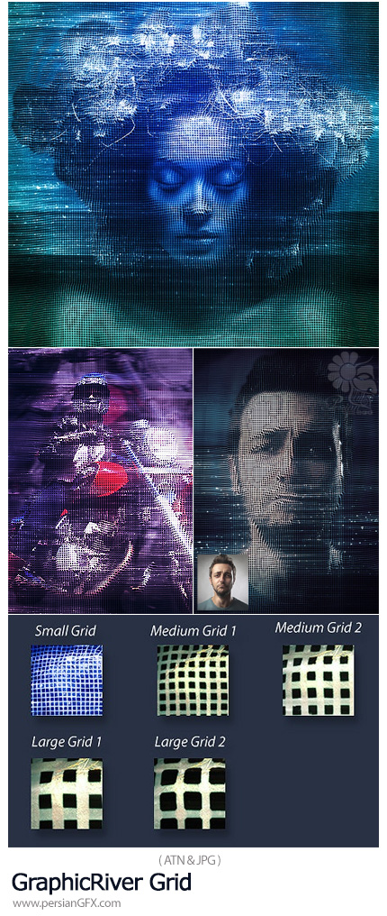 دانلود اکشن فتوشاپ ایجاد افکت شبکه بر روی تصاویر به همراه آموزش ویدئویی - GraphicRiver Grid