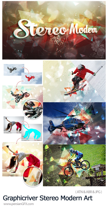 دانلود اکشن فتوشاپ ساخت تصاویر هنری مدرن با افکت هندسی - Graphicriver Stereo Modern Art